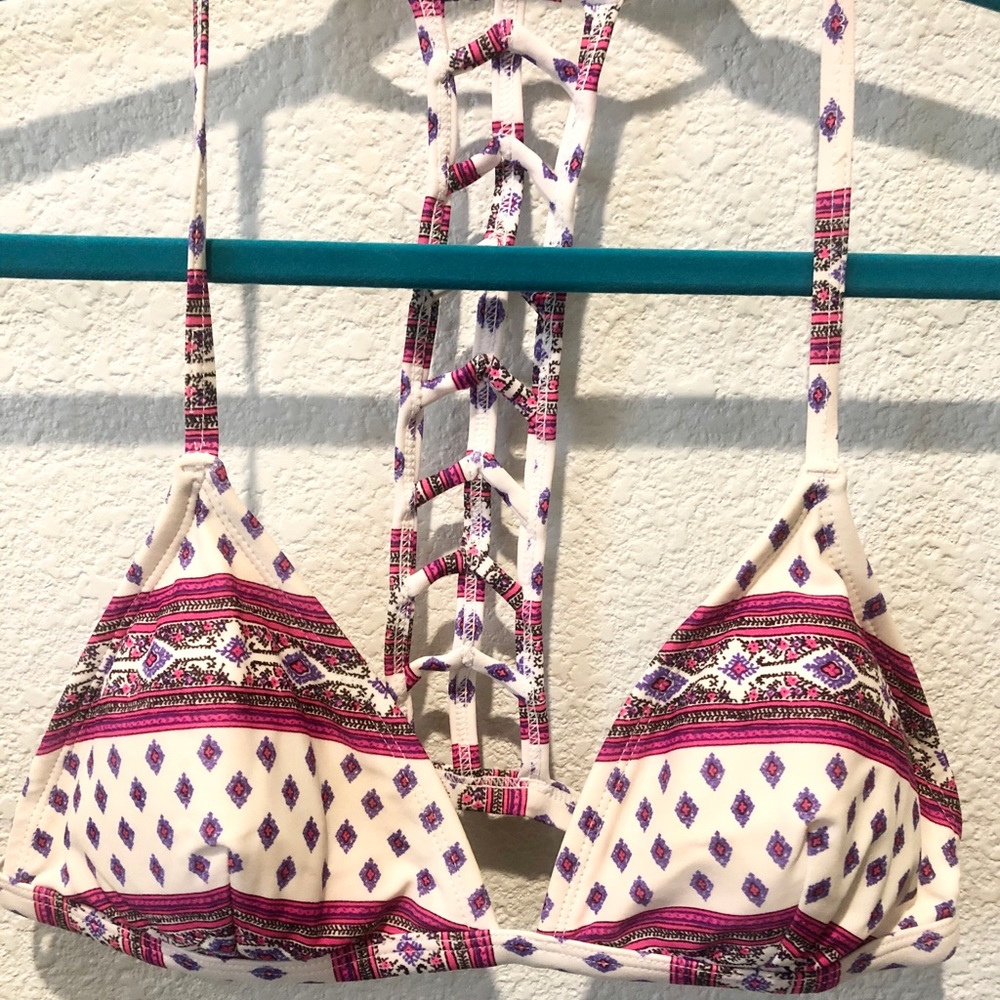 LA Hearts Razorback Triangle Bikini with Design M